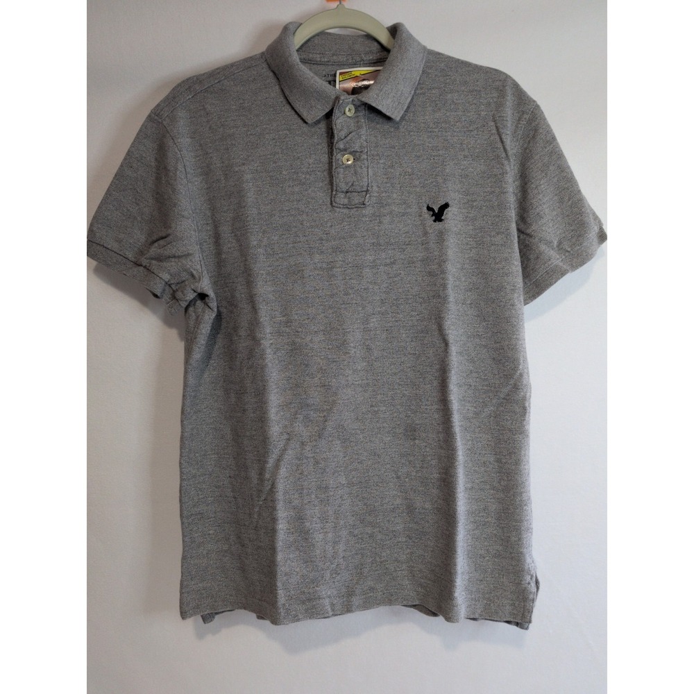 American‎ Eagle Men's Athletic Fit Polo Gray Size M 100% Cotton